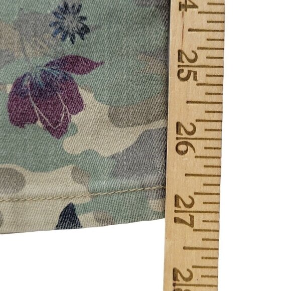 Seven7 Camo Ankle Skinny Jeans Size 8 Floral Mid Rise Green 30X27 Stretch - Picture 9 of 12